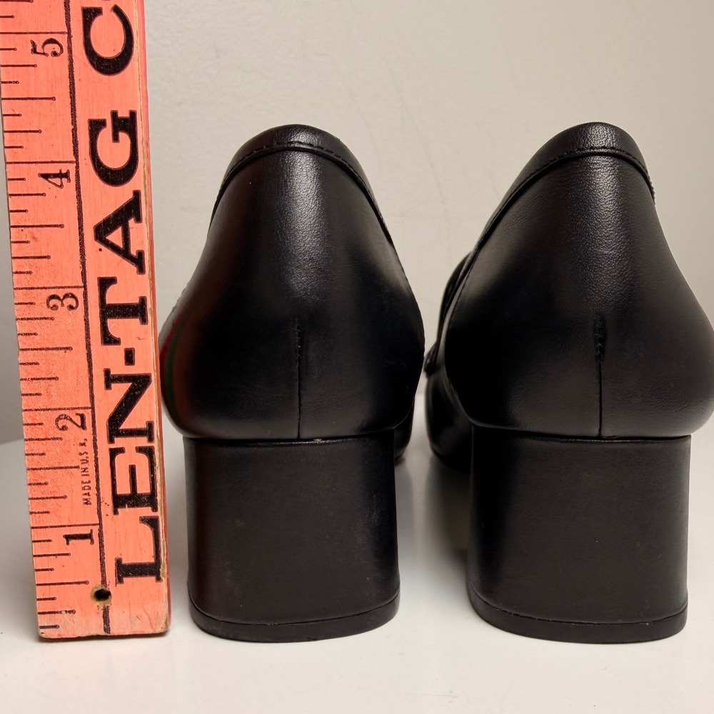 Michael Kors Declan Black Leather Kiltie Fringe Block‎ Heel Loafers Size 8 - Picture 8 of 14